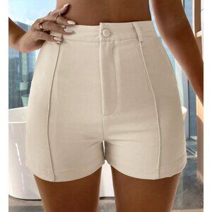 High-Waisted Apricot Tailored Shorts - Womens Size 4- Polyester Blend